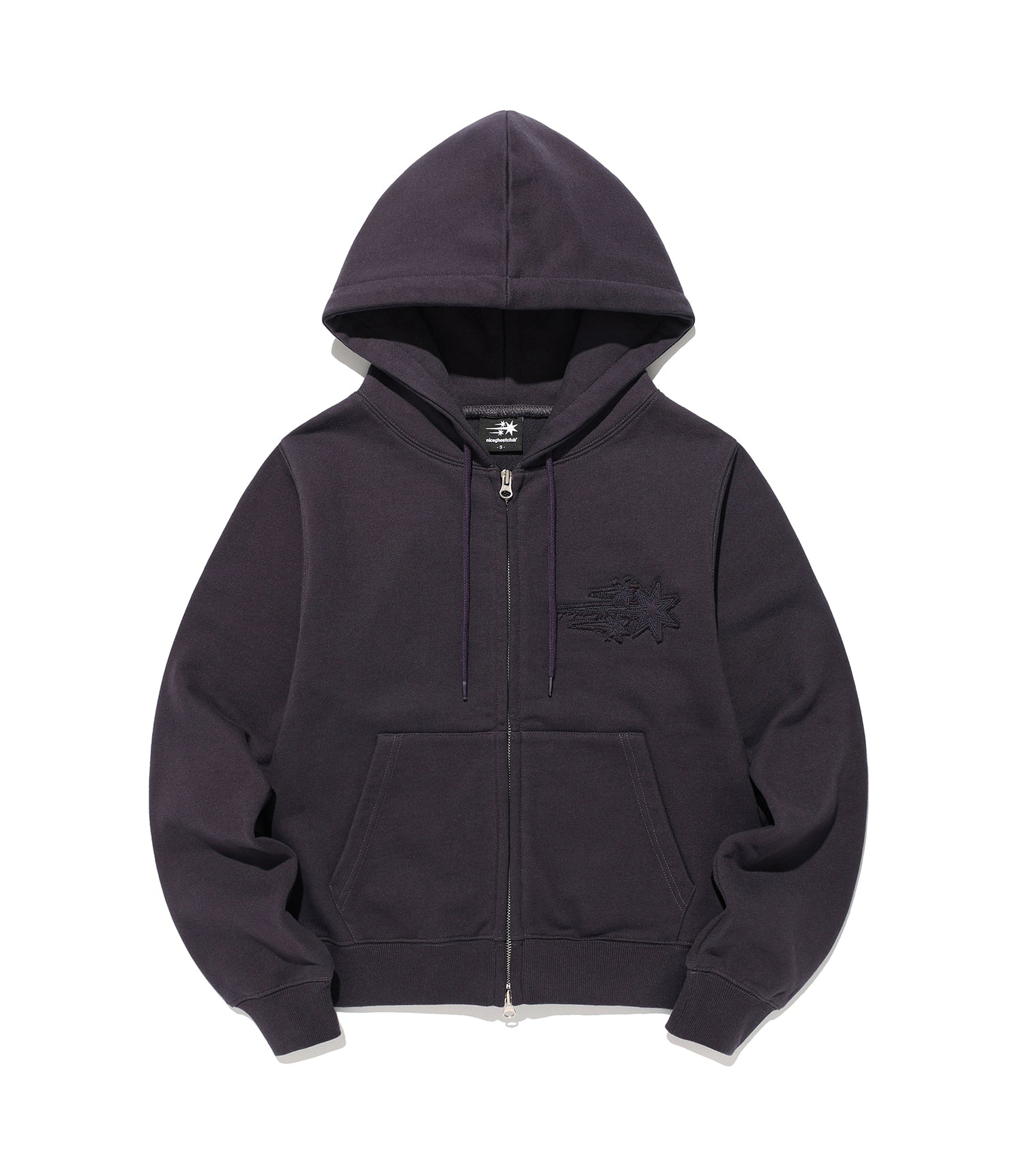 Nice Ghost Club 3 Star Crop Hoodie Zip Up [Purple]