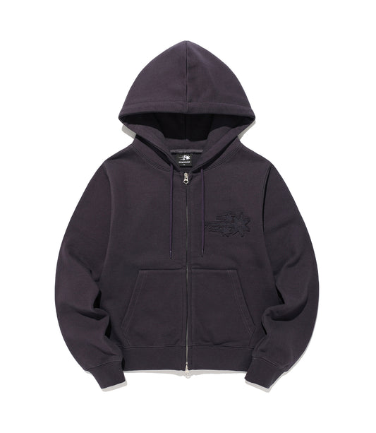 Nice Ghost Club 3 Star Crop Hoodie Zip Up [Purple]