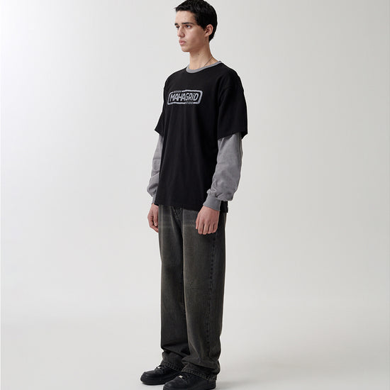 Mahagrid Banner Logo Layered Long Sleeve T-Shirt [Black]