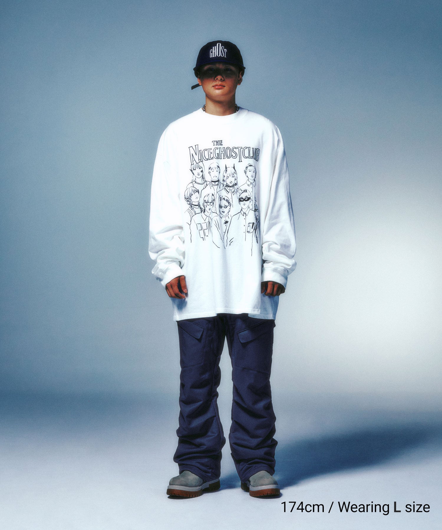 Nice Ghost Club Monster Family Big Big Long Sleeve Tee [White]