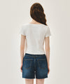 Marithé François Girbaud W FLOWER SLIM CROP TEE
