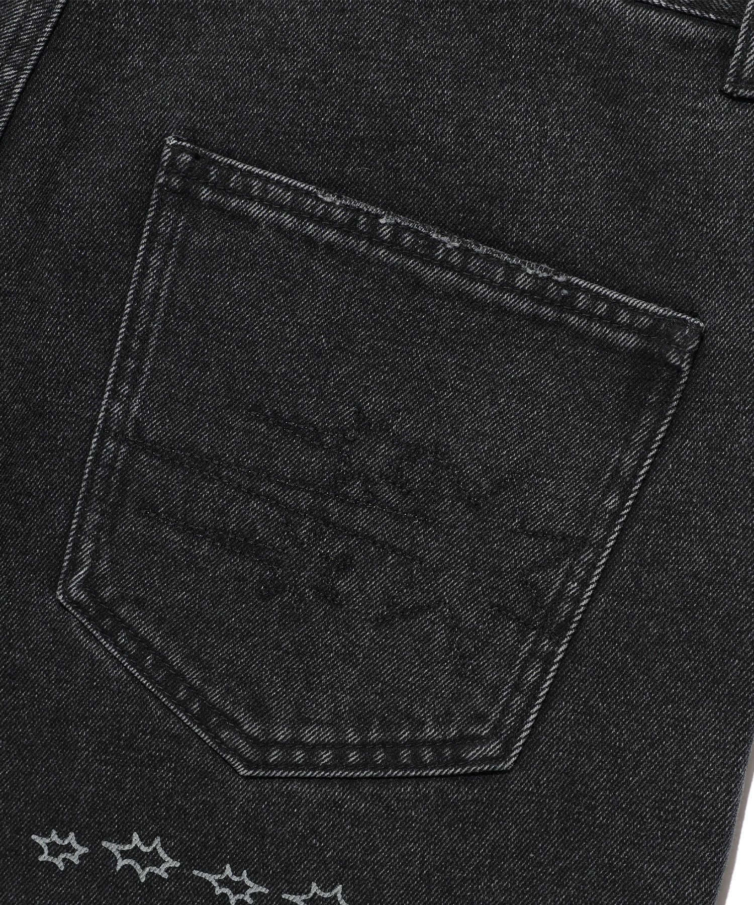 Nice Ghost Club Big Wide Bermuda Doodle Denim Pants
