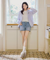 Marithé François Girbaud W RAW EDGE WASHED DENIM SHORTS