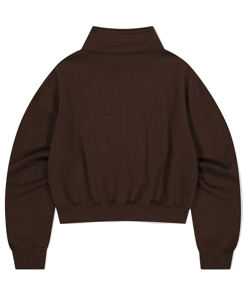Mahagrid Script Logo Crop Half Zip Up [Brown]