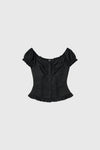 General Idea WOMAN Cap Sleeve Heart Neck Shirring Blouse