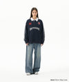 Mahagrid Track Collar Sweatshirt Navy