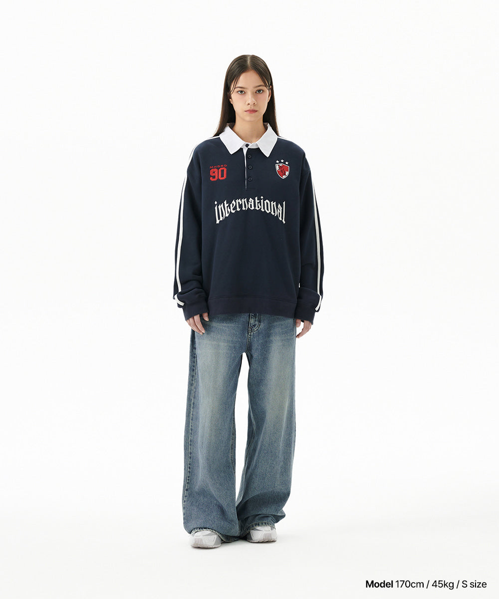 Mahagrid Track Collar Sweatshirt Navy