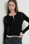 General Idea WOMAN Henry Neck Layered Knit Pullover