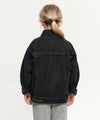 Marithé François Girbaud Kids Oversized Fit Denim Trucker Jacket Black