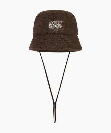 Marithé François Girbaud Kids Bear Classic Logo Fleece Bucket Hat Brown