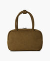Marithé François Girbaud Classic Logo Square Suede Mini Tote Bag in Camel