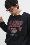 General Idea UNISEX Classic Appliqué Oversized Crewneck Sweatshirt [BLACK]