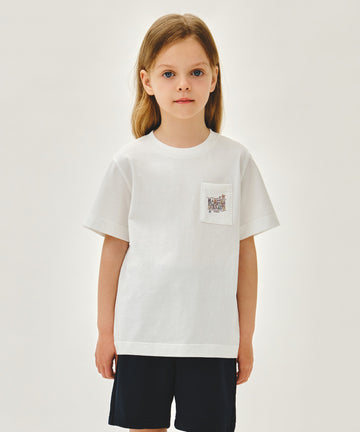 Marithé François Girbaud [6/16 Pre-Order] Kids Doodle Classic Logo Pocket Point Tee White