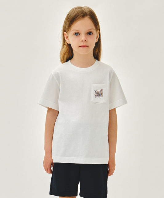 Marithé François Girbaud [6/16 Pre-Order] Kids Doodle Classic Logo Pocket Point Tee White
