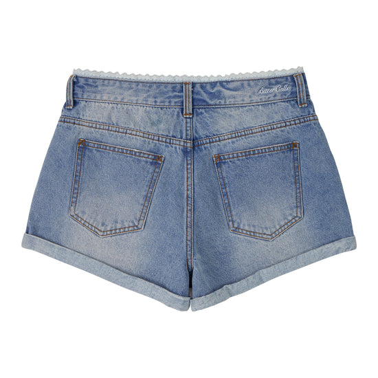 Bitter Cells Holly Lace Denim Shorts - Light Blue