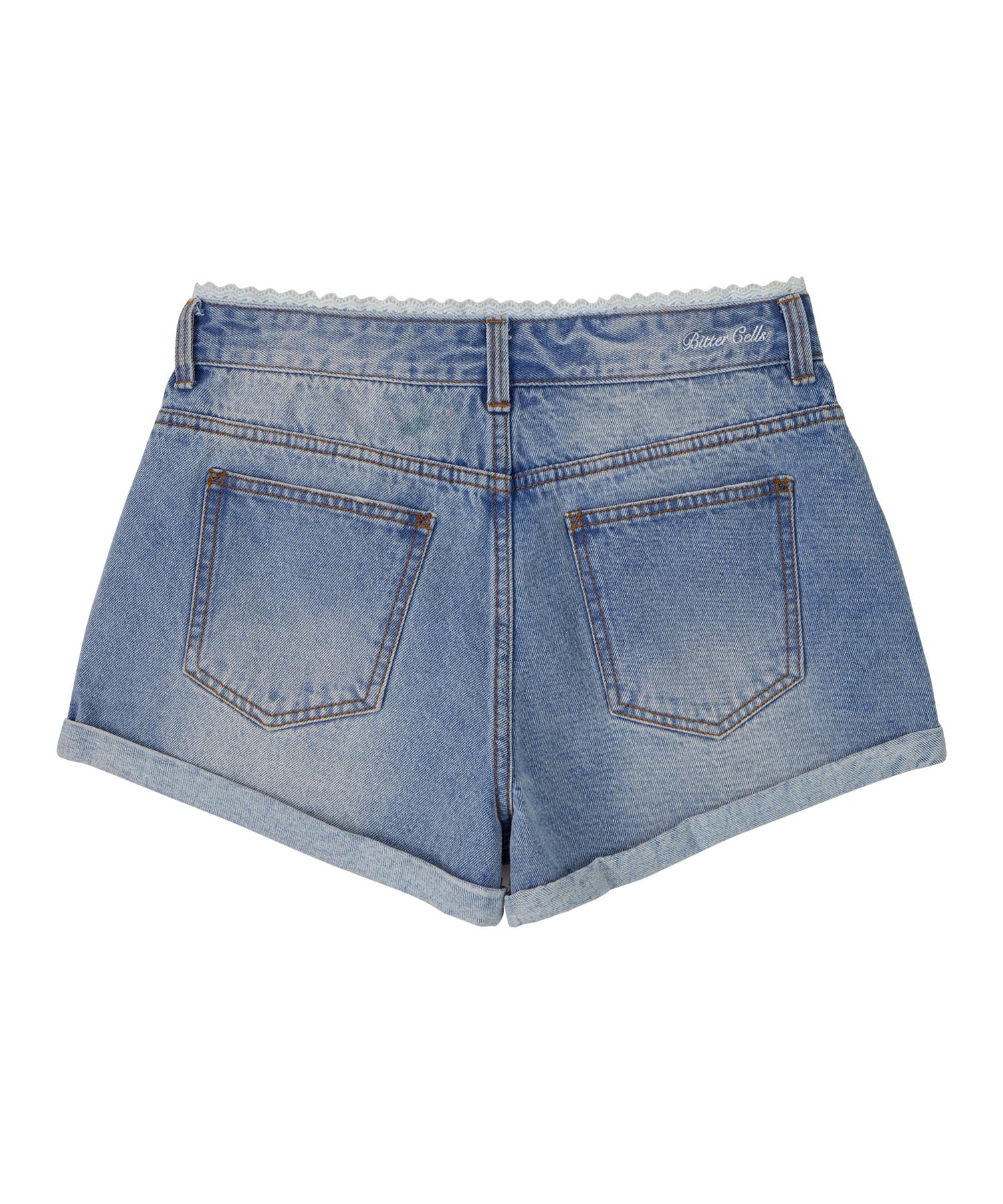 Bitter Cells Holly Lace Denim Shorts - Light Blue