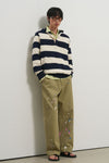 General Idea UNISEX Open Button Stripe Hoodie