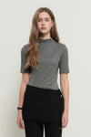 General Idea WOMAN Acetate Mock Neck Short Sleeve T-Shirt