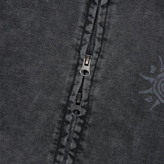 Mahagrid Washed Solar Applique Zip Up Hoodie