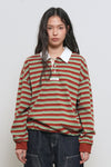 General Idea WOMAN Multi Stripe Rugby T-Shirt [BRICK]