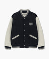 Marithé François Girbaud Classic Logo Embroidery Denim Varsity Jacket Light Blue