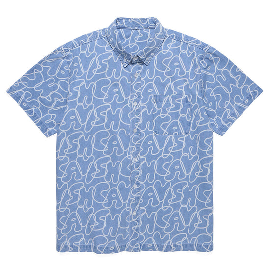 Cavish Outline Pattern Half Sleeve Shirt in Blue