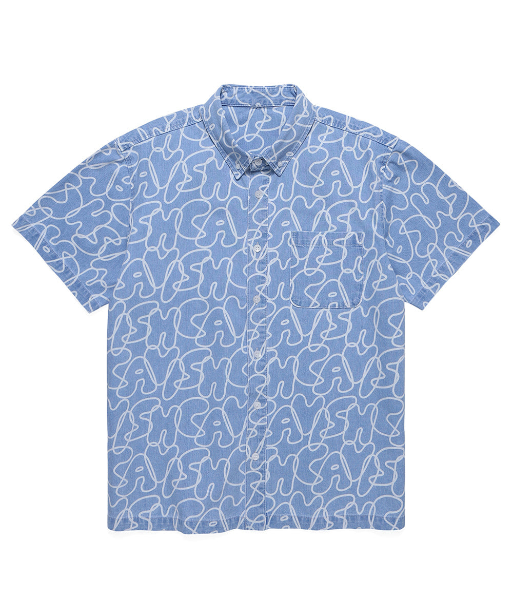 Cavish Outline Pattern Half Sleeve Shirt in Blue