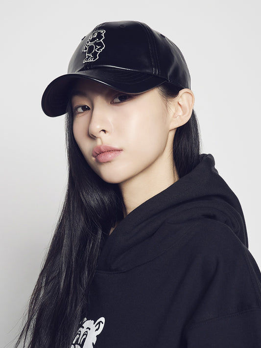 ADLV LINE AC BEAR VEGAN LEATHER BALL CAP