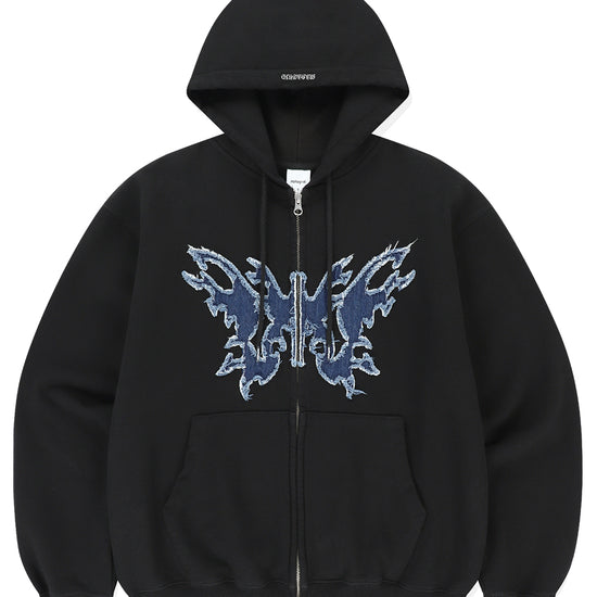 Mahagrid Butterfly Applique Hood Zip-Up