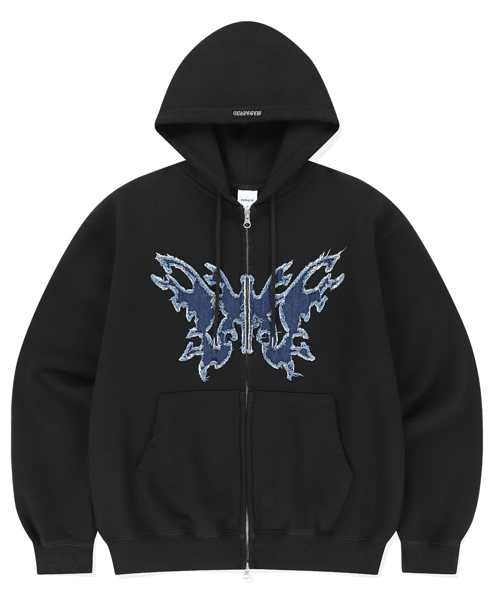 Mahagrid Butterfly Applique Hood Zip-Up