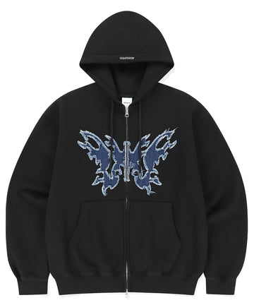 Mahagrid Butterfly Applique Hood Zip-Up