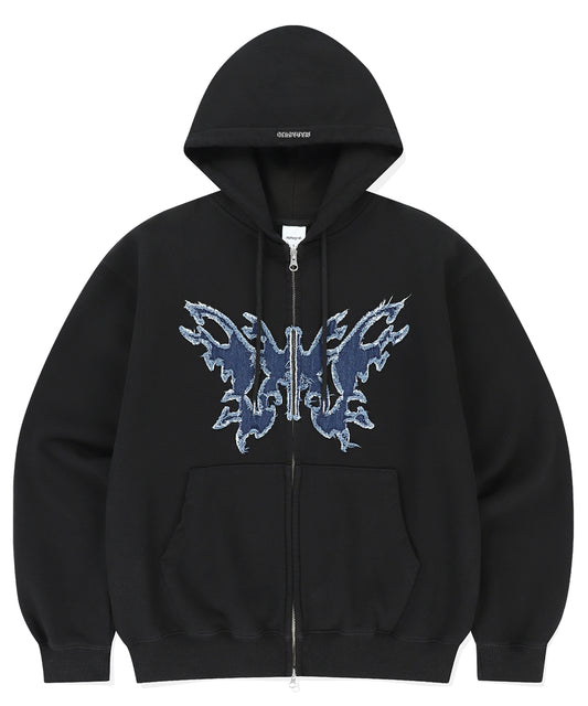 Mahagrid Butterfly Applique Hood Zip-Up