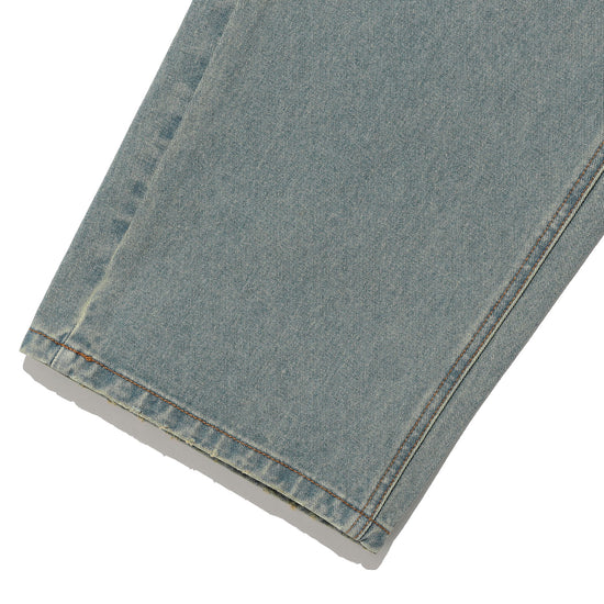 Nice Ghost Club Pattern Patchwork Wide Denim Pants