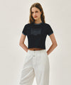 Marithé François Girbaud W CLASSIC LOGO APPLIQUE RINGER CROP TEE ivory