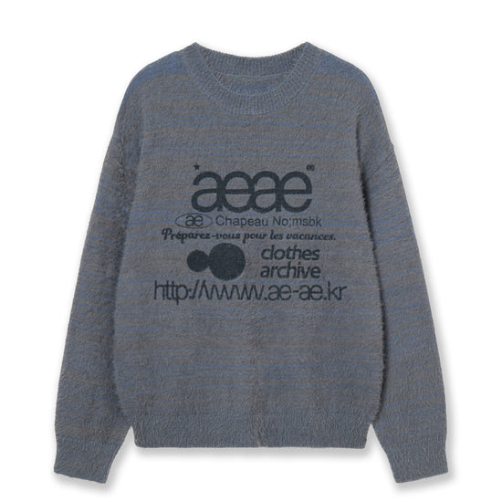 AEAE Web Logo Hairy Knit in Smoky Blue
