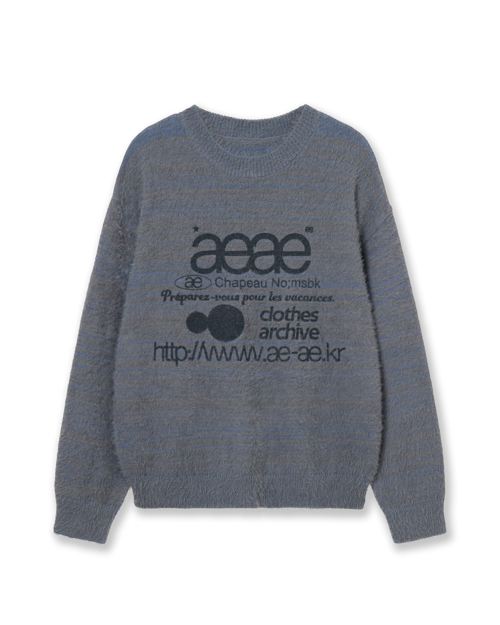 AEAE Web Logo Hairy Knit in Smoky Blue