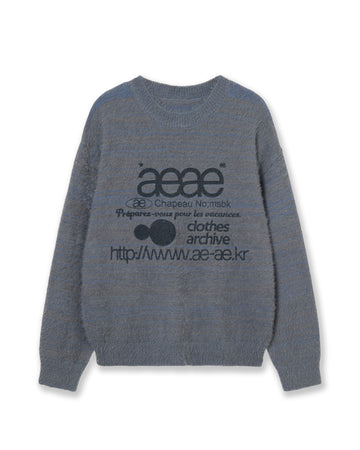 AEAE Web Logo Hairy Knit in Smoky Blue
