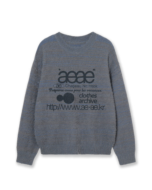 AEAE Web Logo Hairy Knit in Smoky Blue