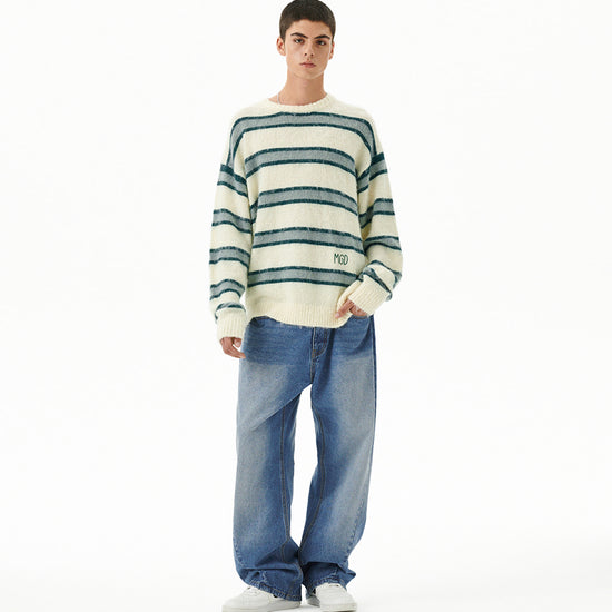 Mahagrid Hairy Stripe Knit Sweater