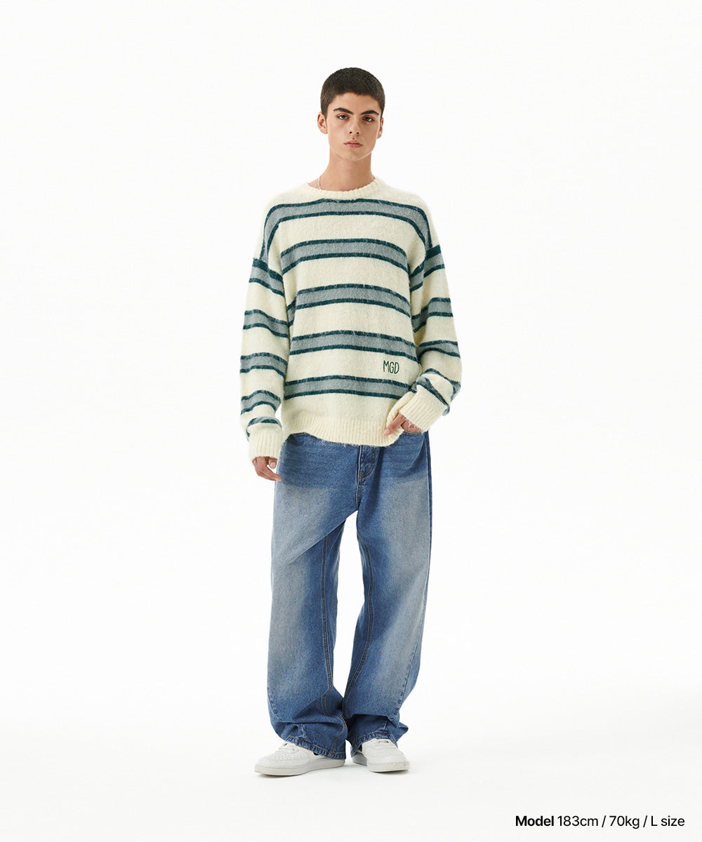 Mahagrid Hairy Stripe Knit Sweater