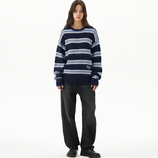 Mahagrid Hairy Stripe Knit Sweater