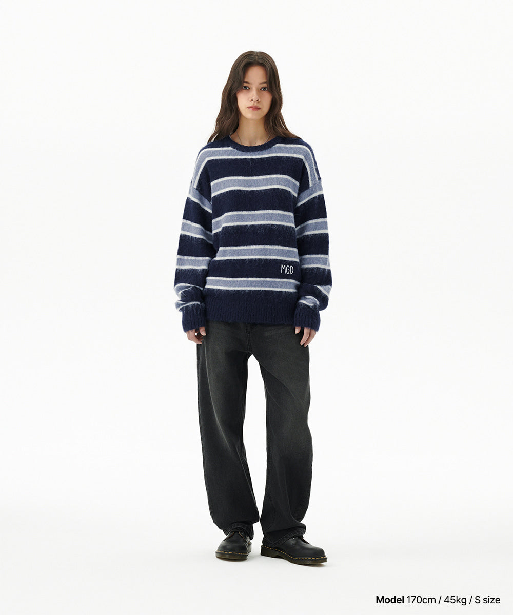 Mahagrid Hairy Stripe Knit Sweater