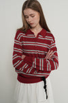 General Idea WOMAN Multi Stripe Loose Collar Knit