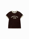 ADLV Woman Classic Logo Embroidery Ringer Short Sleeve T-Shirt