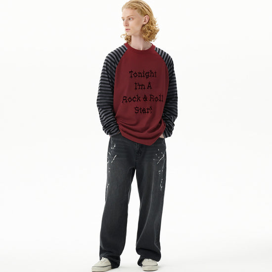 Mahagrid Rock Star Raglan Stripe Long Sleeve Tee