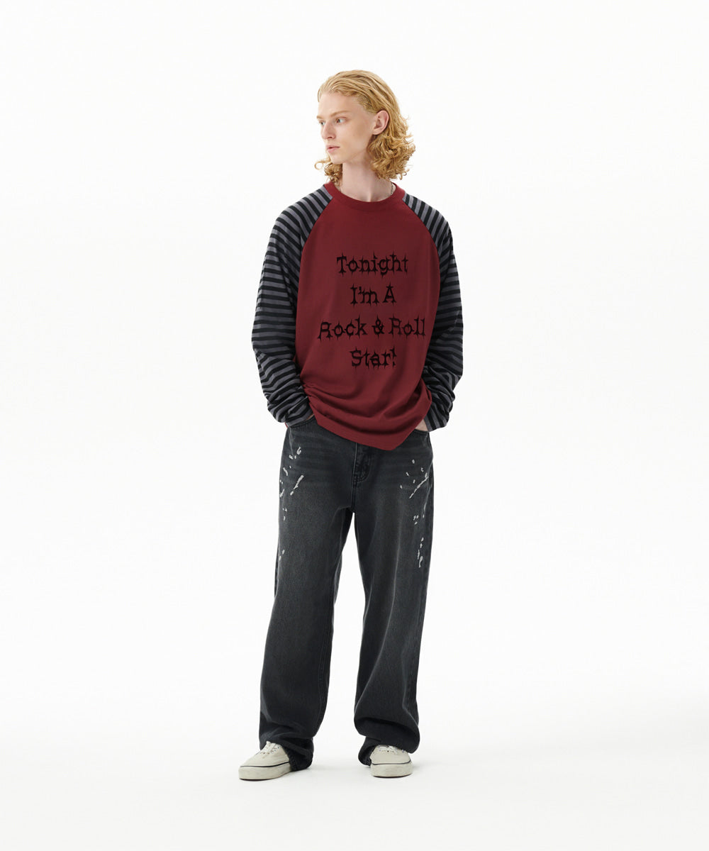 Mahagrid Rock Star Raglan Stripe Long Sleeve Tee