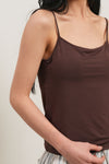 General Idea WOMAN Cap-Lined Backless Sleeveless Top [BROWN]