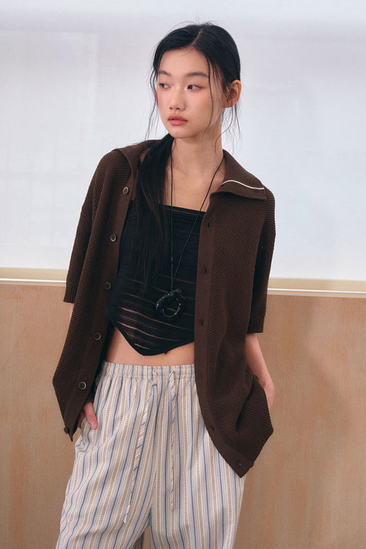 General Idea UNISEX Contrast Line Collar Cardigan