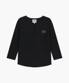 Marithé François Girbaud W SMALL CLASSIC LOGO HENLEY NECK 3/4 SLEEVE TEE ivory