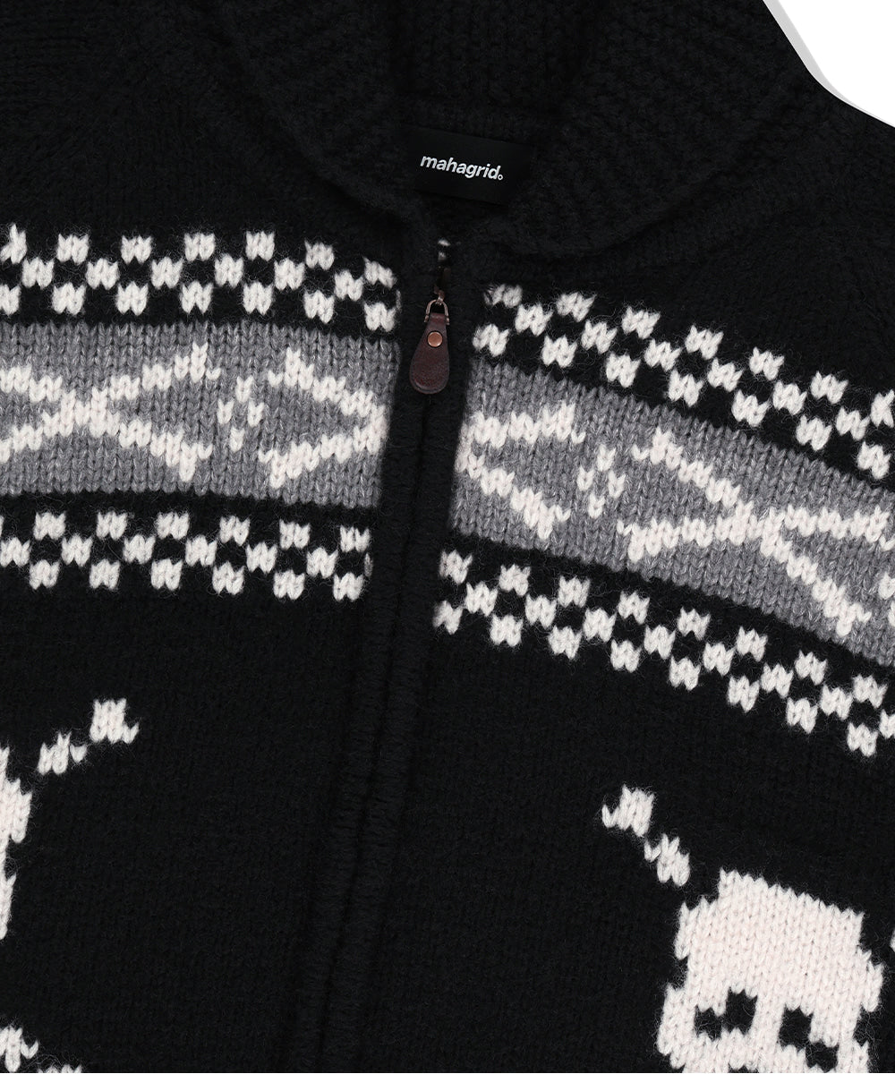 Mahagrid Skull Cowichan Knit Sweater